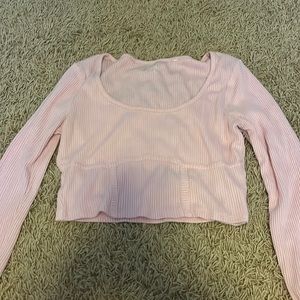 Pink ribbed crop top